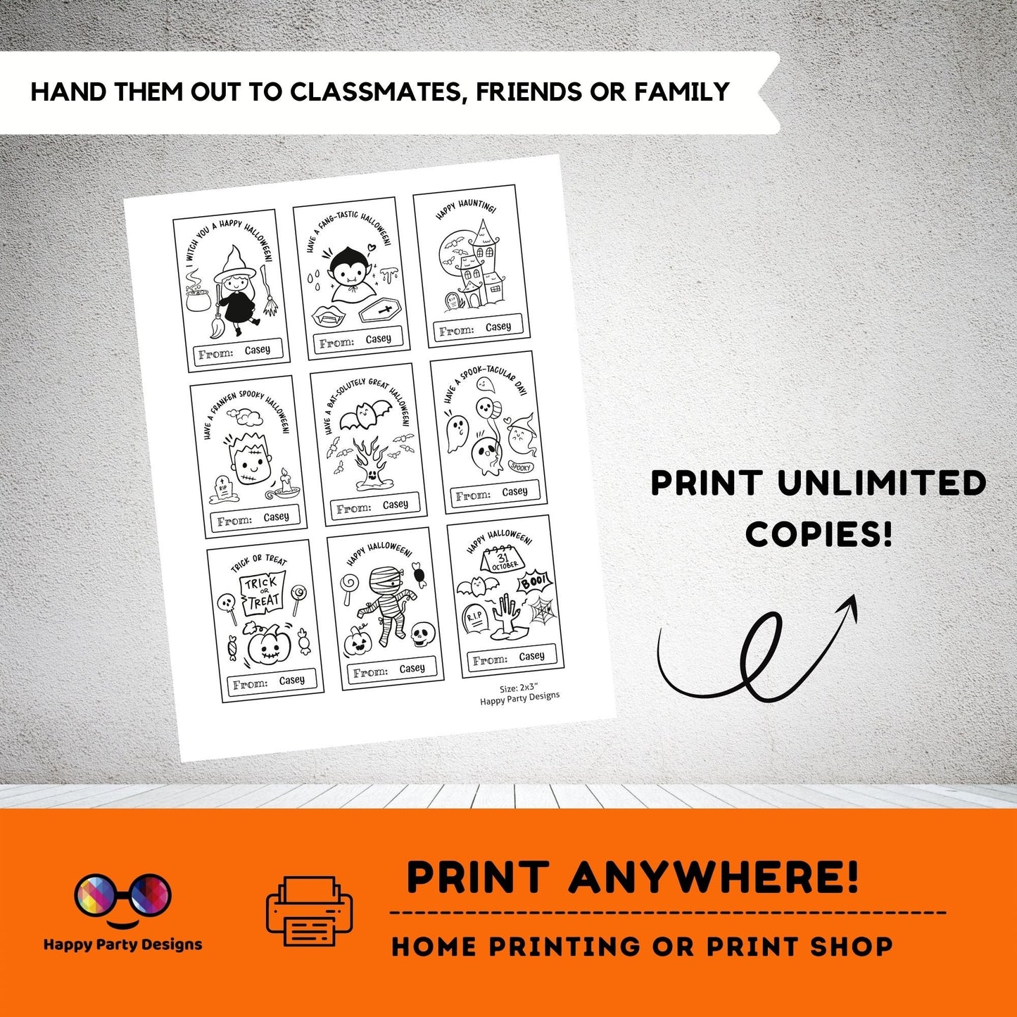 Halloween Printable Coloring Cards EDITABLE Set of 9 | for Kids | Halloween Coloring Activity | Trick or Treat activity | Halloween Treats