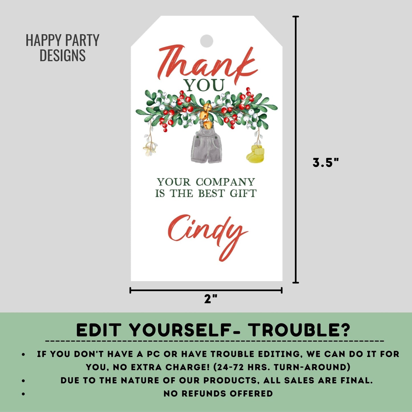Editable Santa baby Christmas shower thank you tag | Christmas baby printable thank you tag | Baby Christmas gift tag | thank you tag #B47