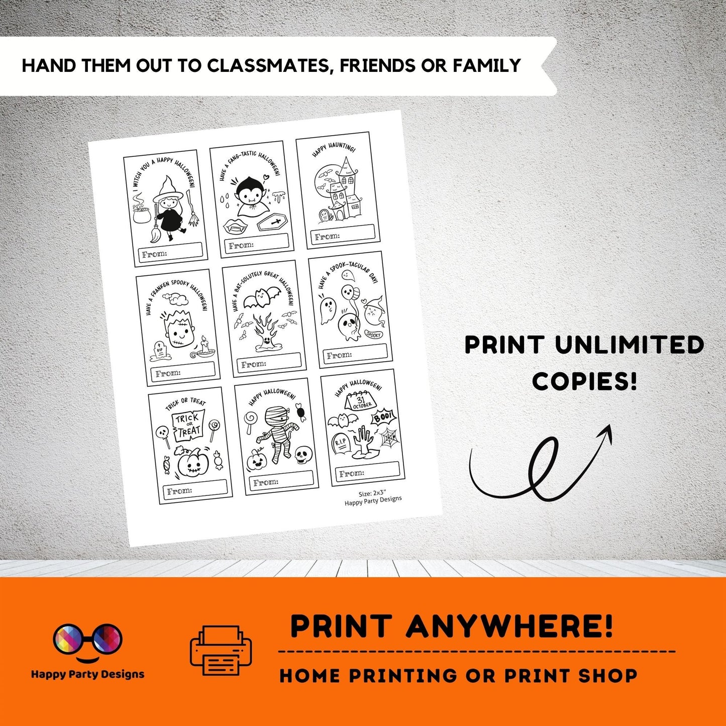 Halloween Printable Coloring Cards INSTANT DOWNLOAD Set of 9 | for Kids | Halloween Coloring Activity | Trick or Treat activity | Halloween