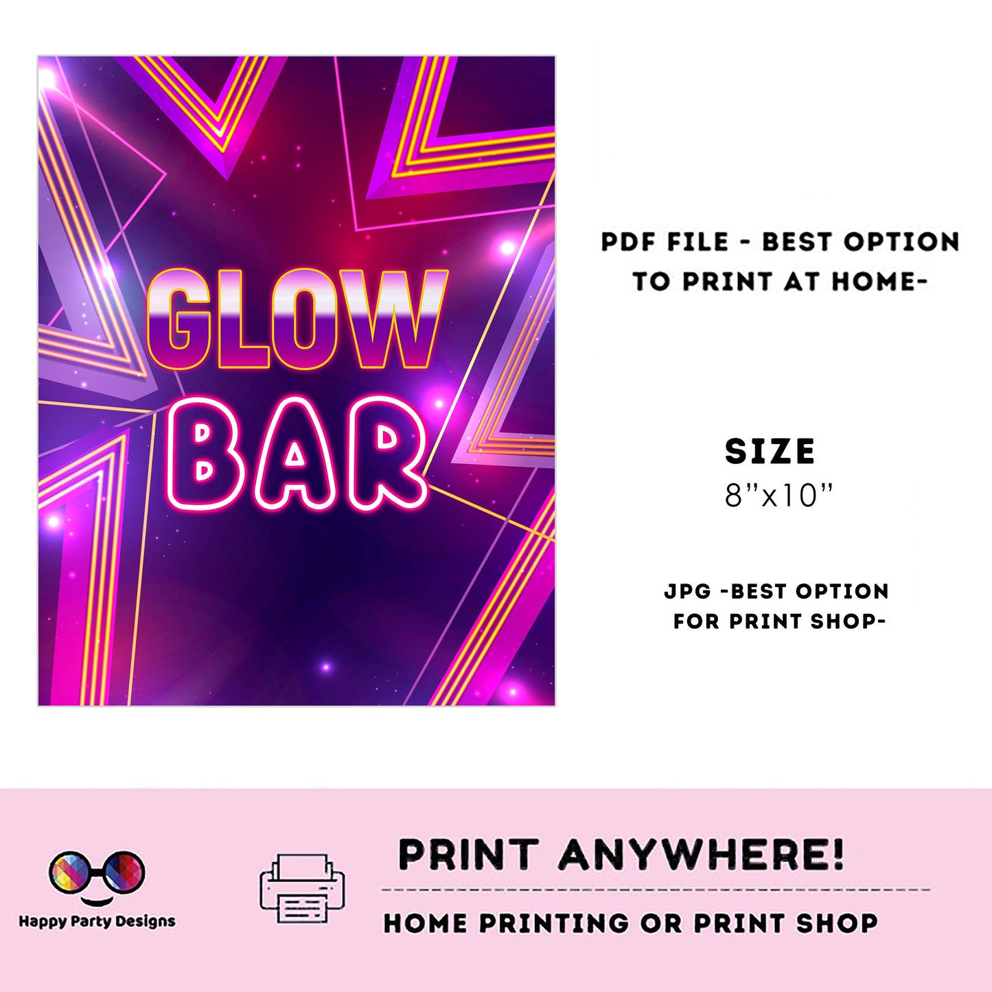 Editable Neon party Signs (3) | Glowing birthday | Neon birthday Decorations | girl | Neon party buffet Sign | Neon party| printable #K186
