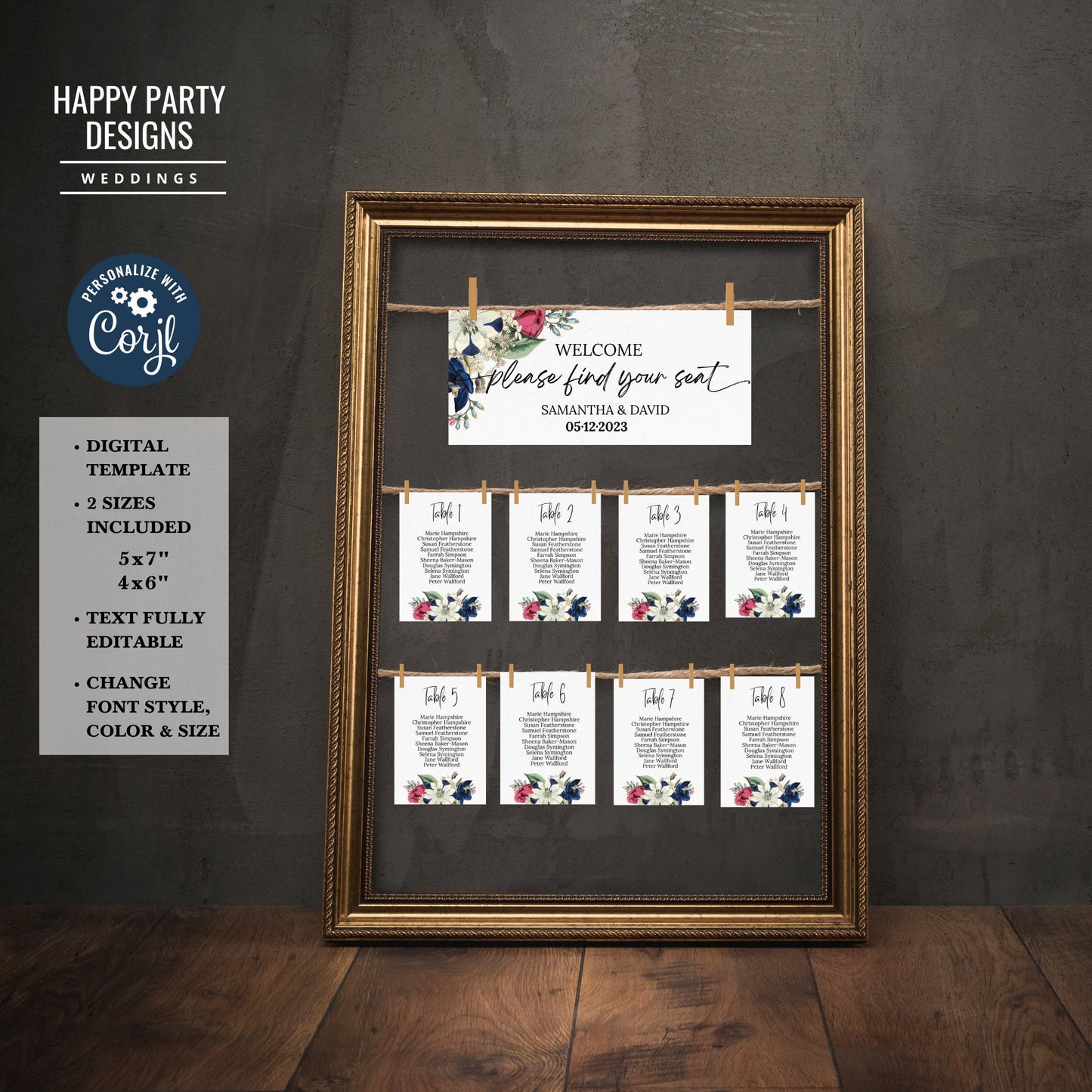 Editable Wedding Seating Chart Template | Seat Chart Card Template | wedding Decorations | Wedding Seating Plan Sign #W19