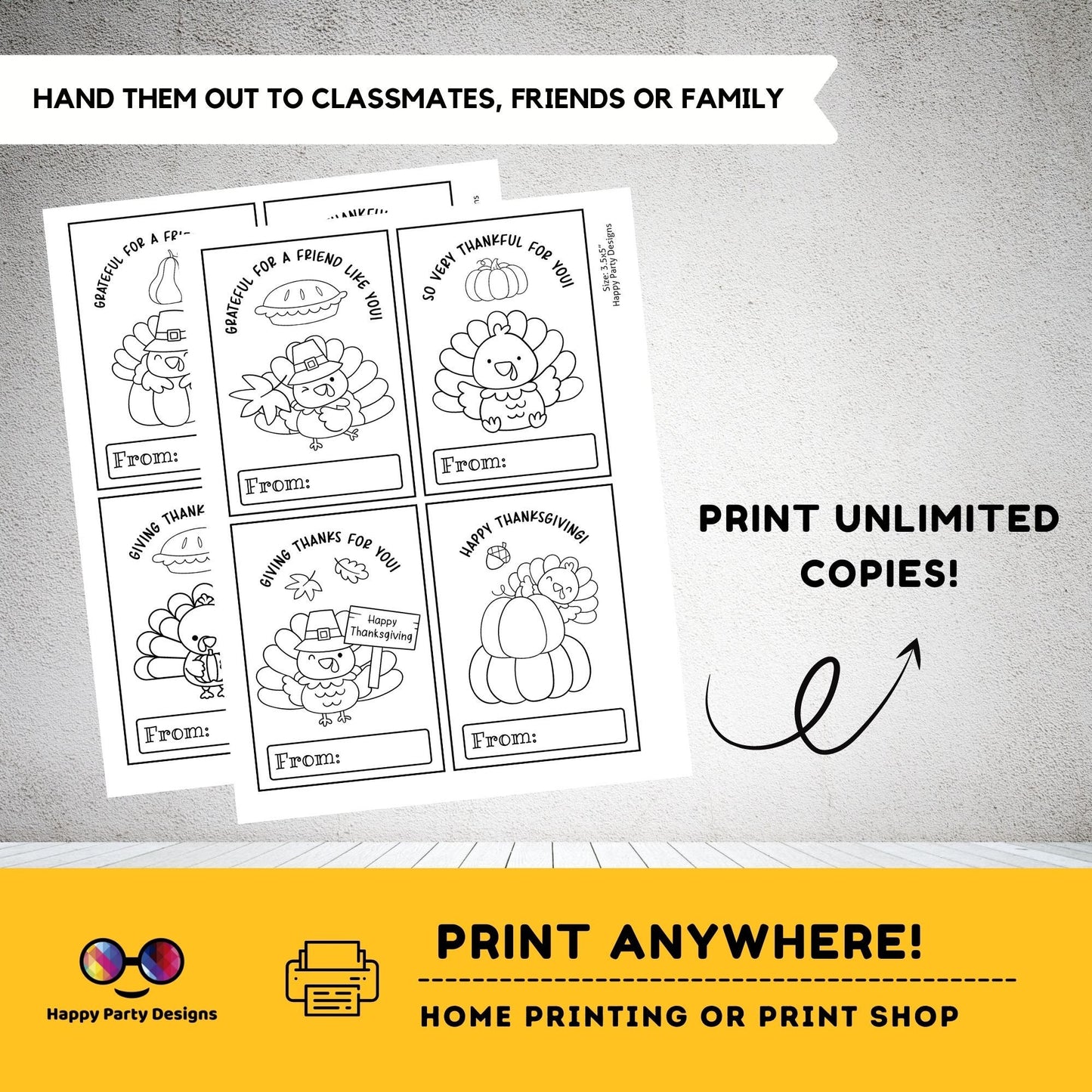 Thanksgiving Printable Coloring Cards INSTANT DOWNLOAD Set of 8 | for Kids | Thanksgiving Coloring Activity | Thanksgiving activity