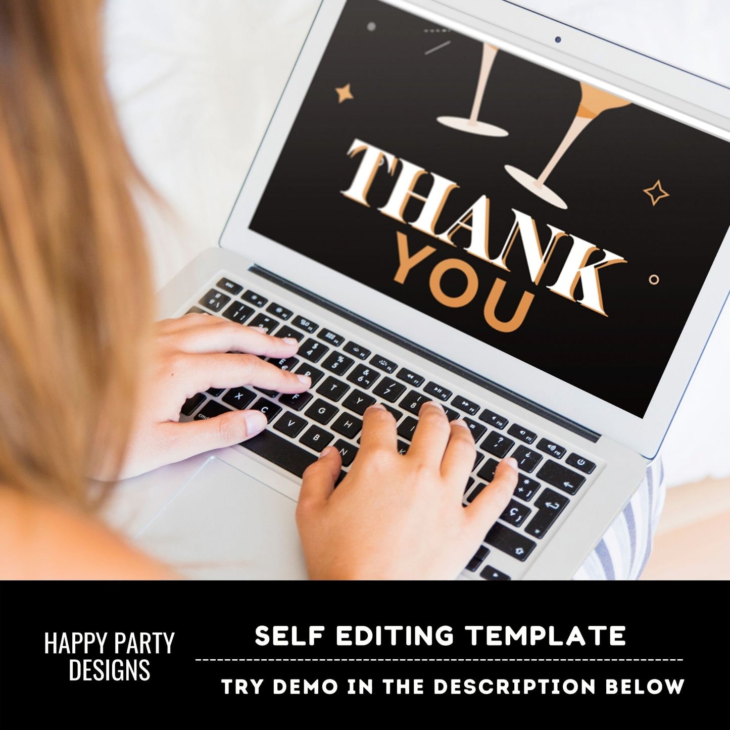 Editable sparkling wine Party thank you tag | New year's eve printable thank you tag | art deco gift tag | thank you tag Favor #A40