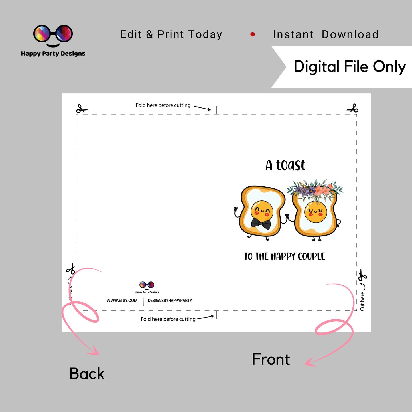 PRINTABLE a toast to the happy couple card | engagement Card | Greeting Card | Instant Download | congrats on your wedding