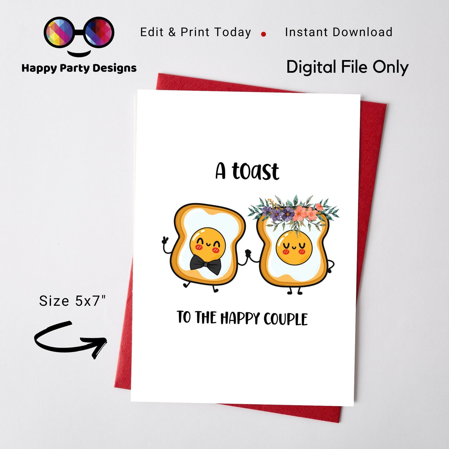 PRINTABLE a toast to the happy couple card | engagement Card | Greeting Card | Instant Download | congrats on your wedding
