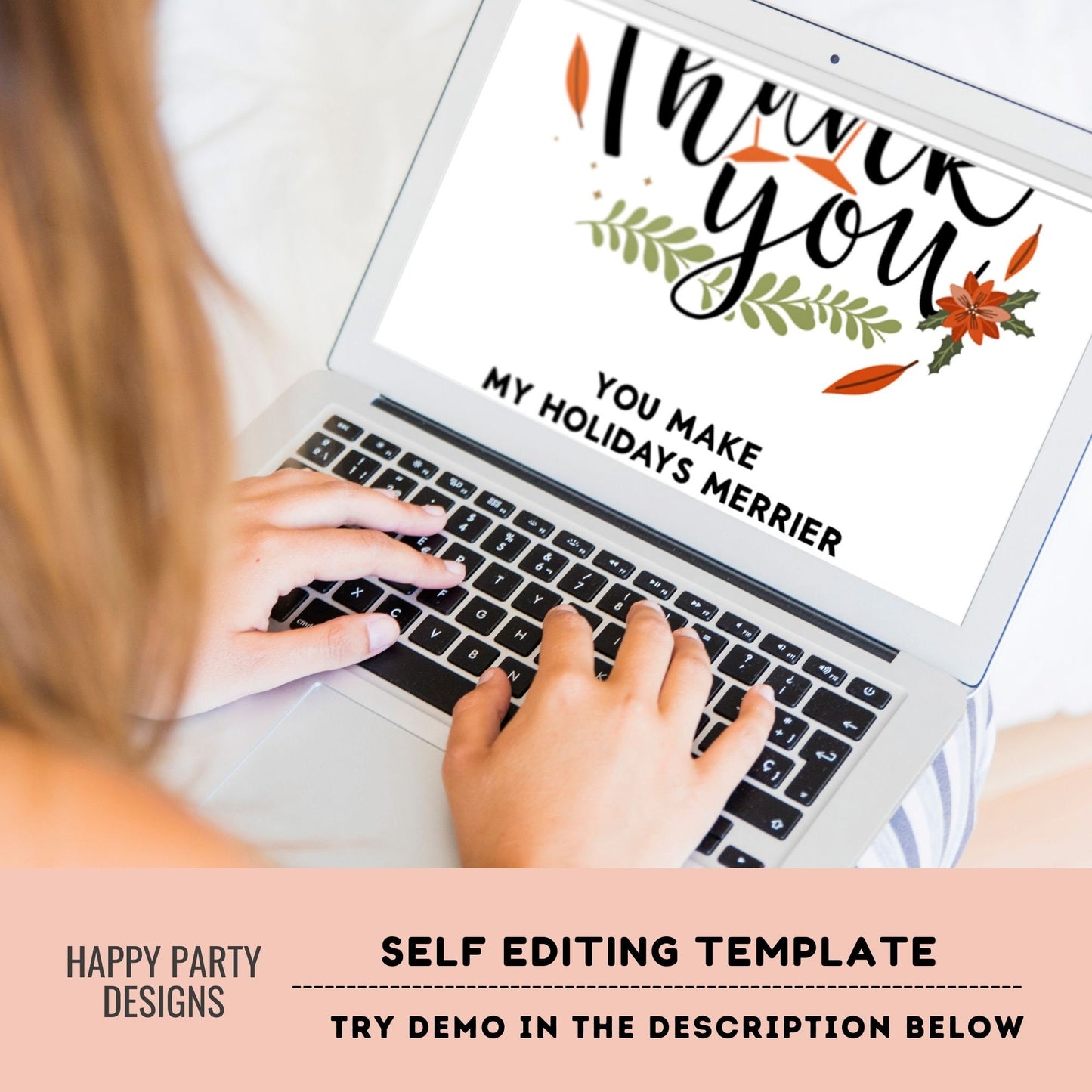 Editable Christmas Party thank you tag | Christmas printable thank you tag | Holiday Christmas gift tag | thank you tag | Xmas Favor #W21