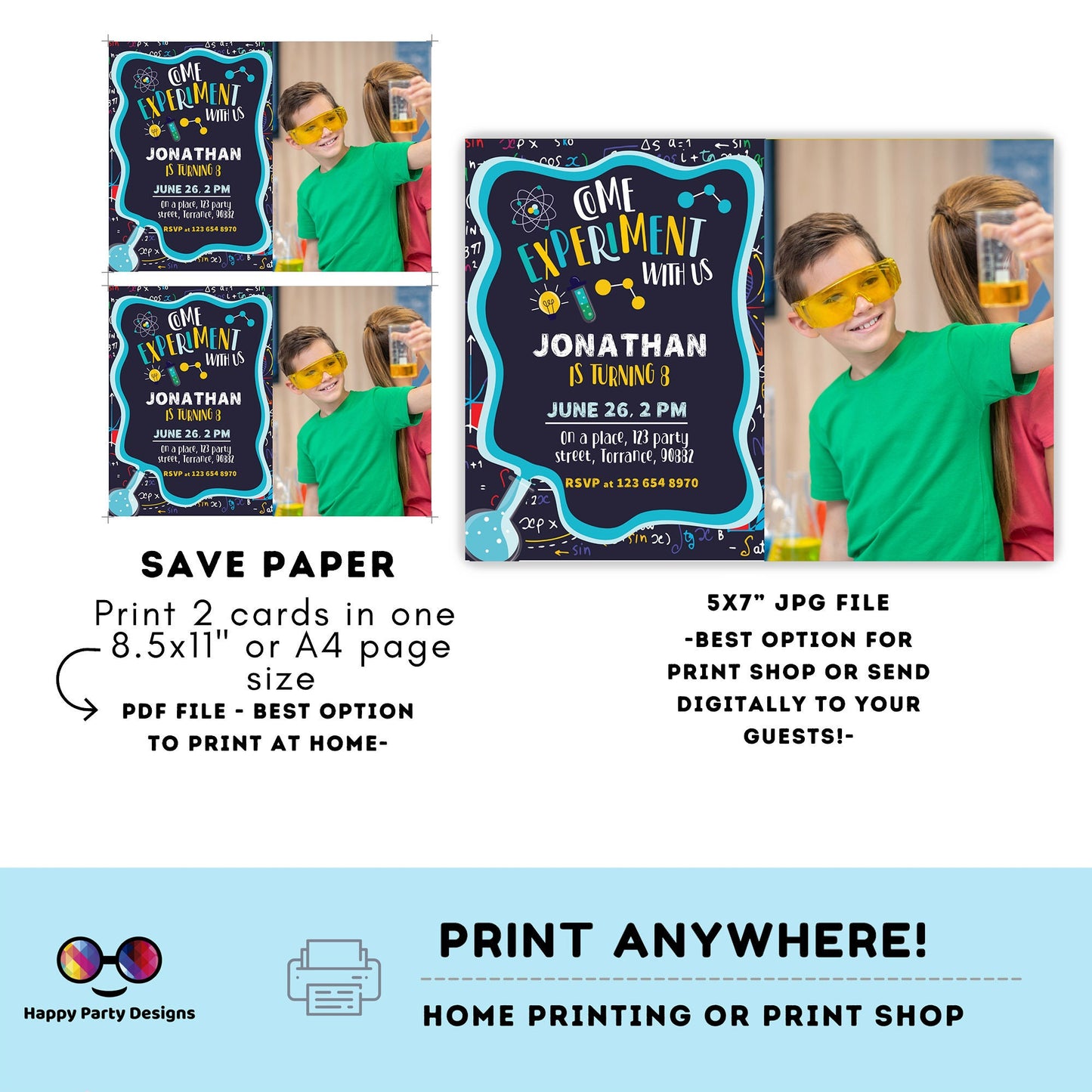 Science Party Invitation | Mad Scientist Invitations | Birthday boy | Invite Editable Science Birthday | Boy's Science Birthday Party #K124