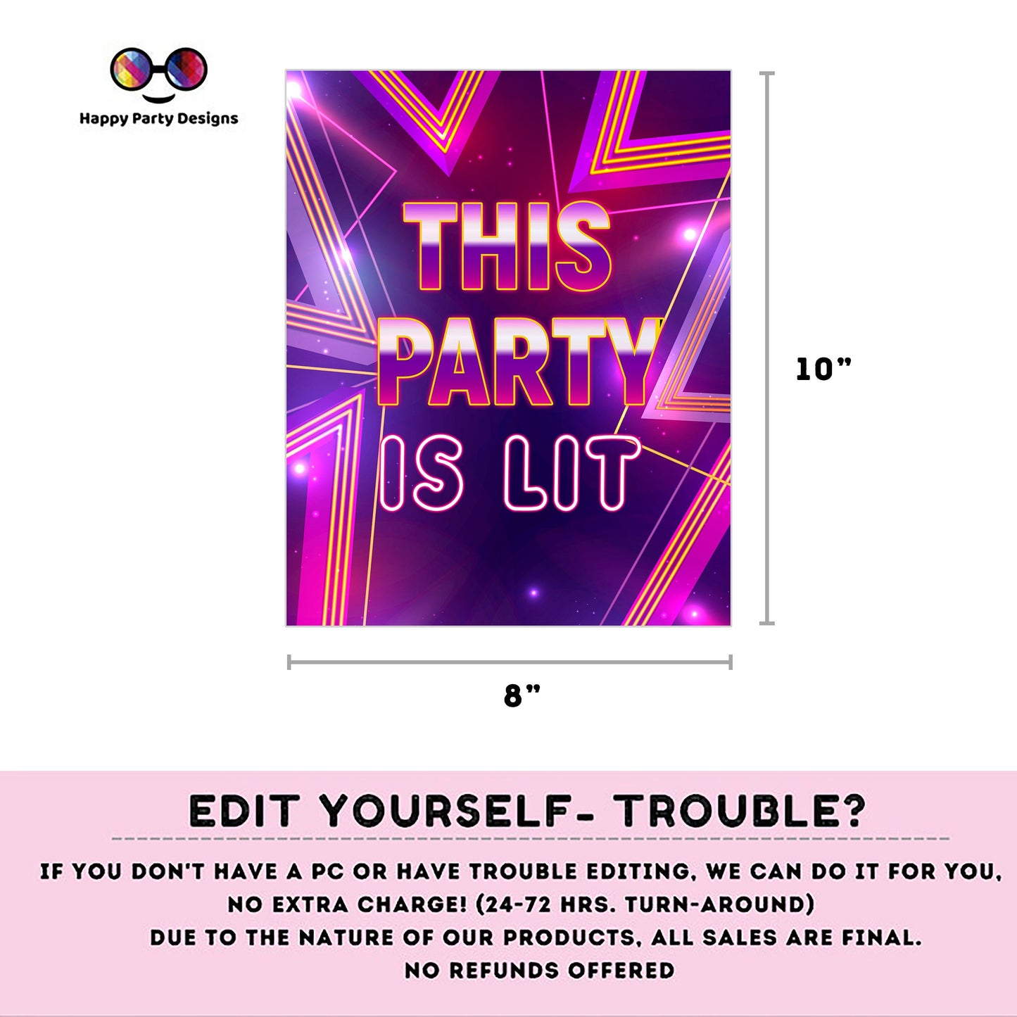 Editable Neon party Signs (3) | Glowing birthday | Neon birthday Decorations | girl | Neon party buffet Sign | Neon party| printable #K186