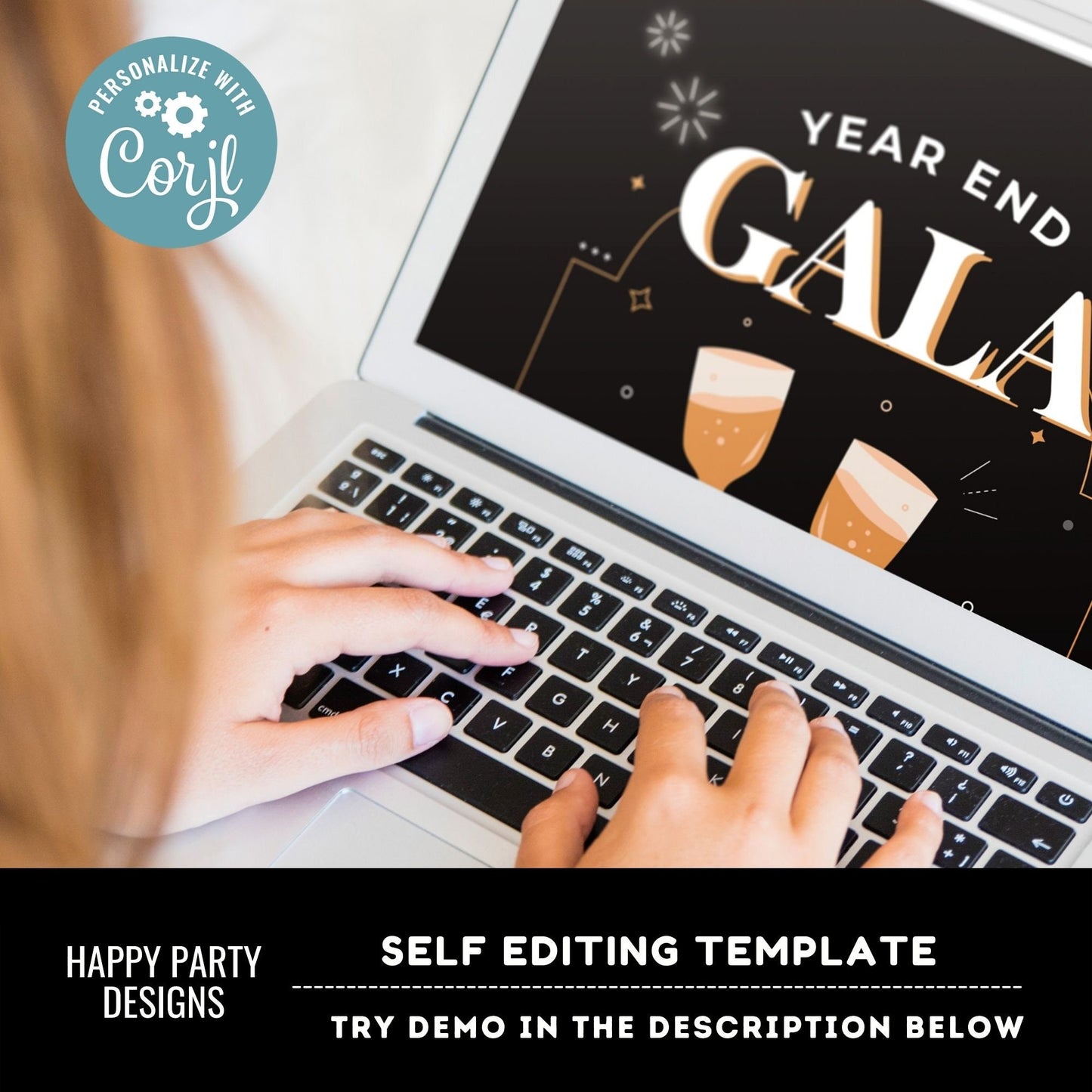 Editable Year end gala Party Invitation | New year Party printable invite | Art Deco New Years Eve Invitation | Classy and Retro #A40