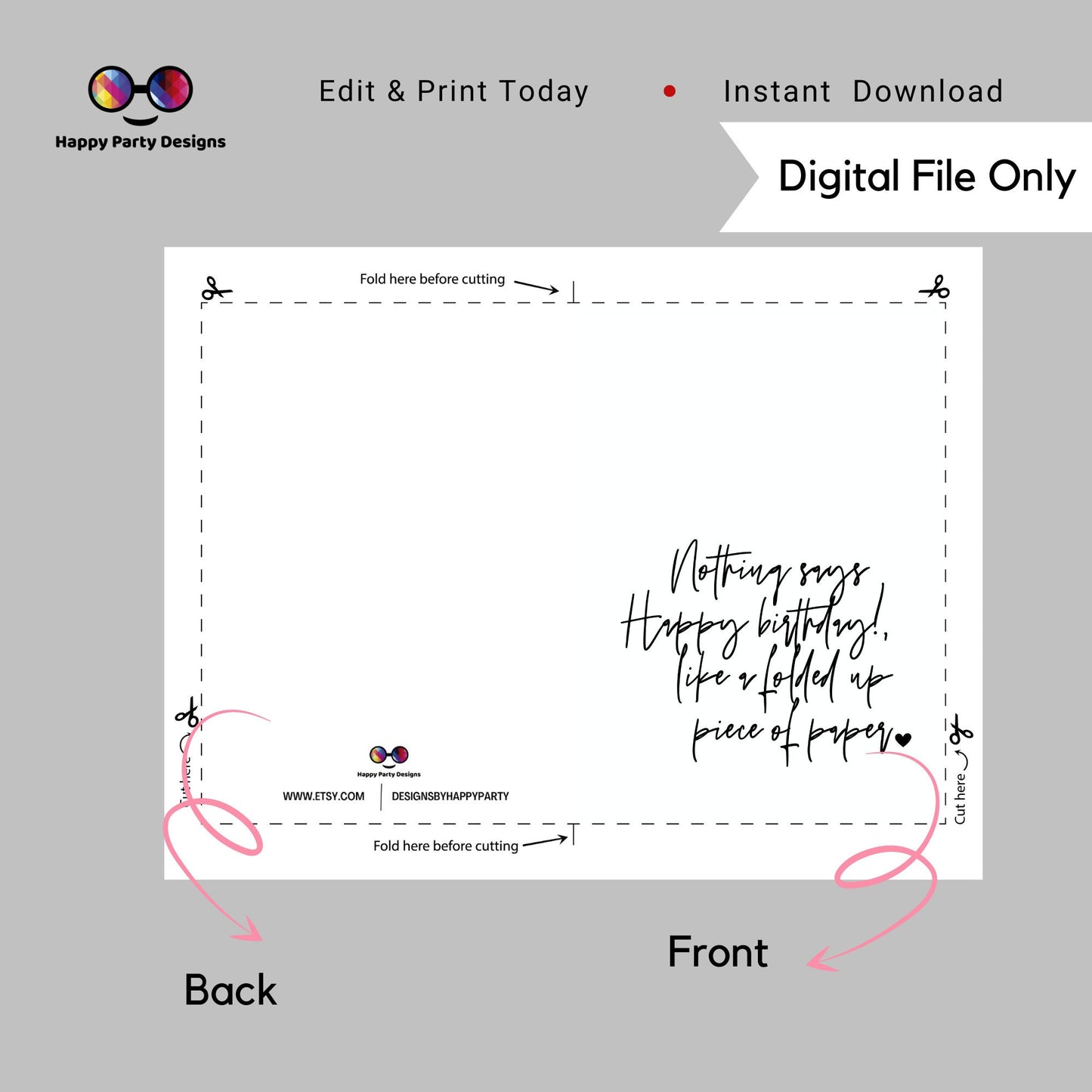 PRINTABLE nothing says happy birthday card | Birthday Card | Greeting Card | Instant Download | Happy Birthday