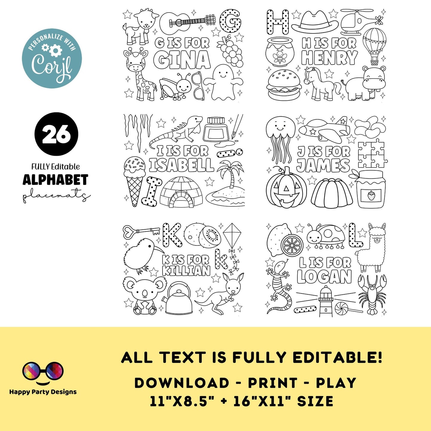 Editable name coloring page | Alphabet bundle | personalized name alphabet Bundle | Teacher material | 26 letters Printable Preschool #SCH3