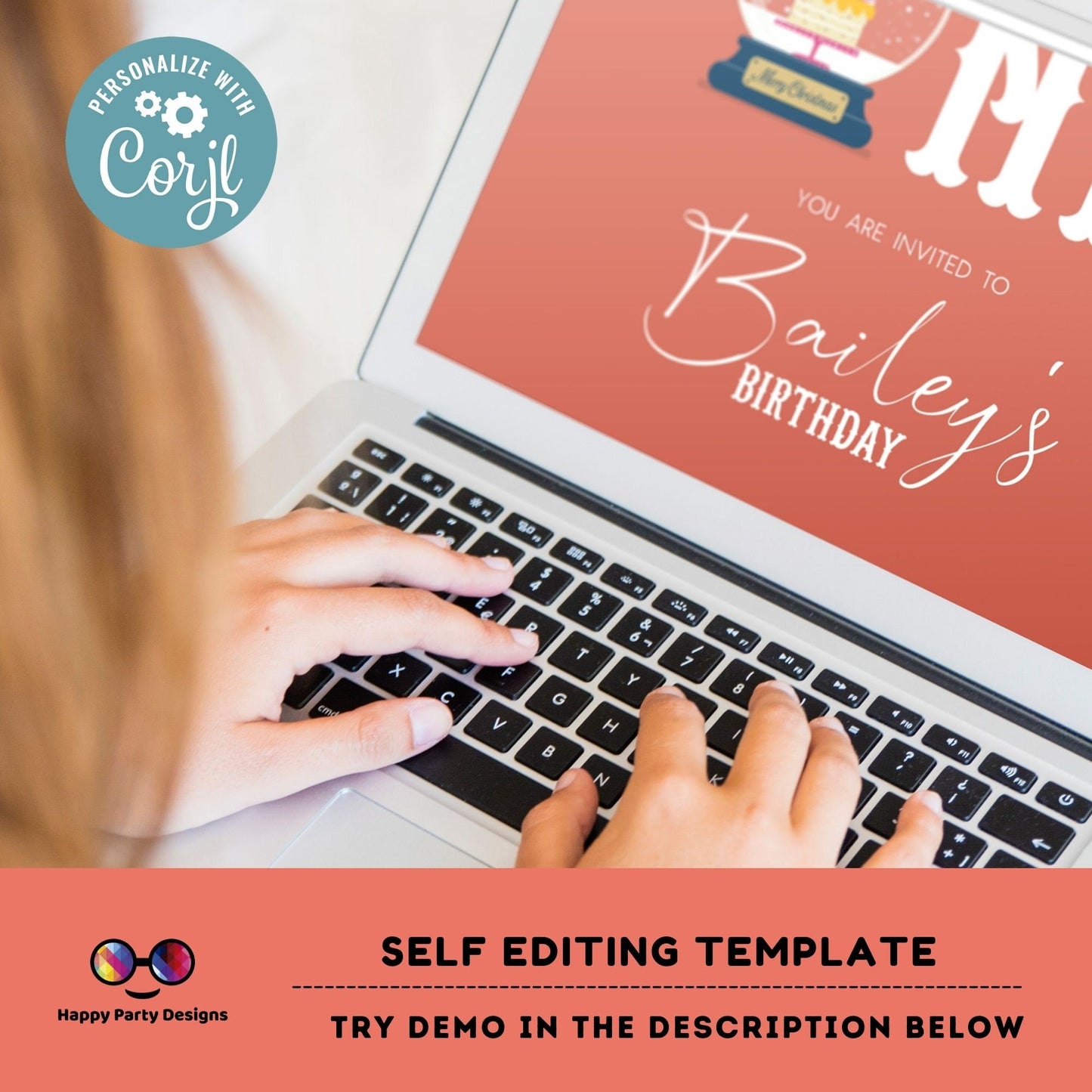 Editable Winter ONEderland Birthday Invitation | Digital invite | Birthday girl | First Birthday 1st Girl | Snow globe | Pink Snow #K261