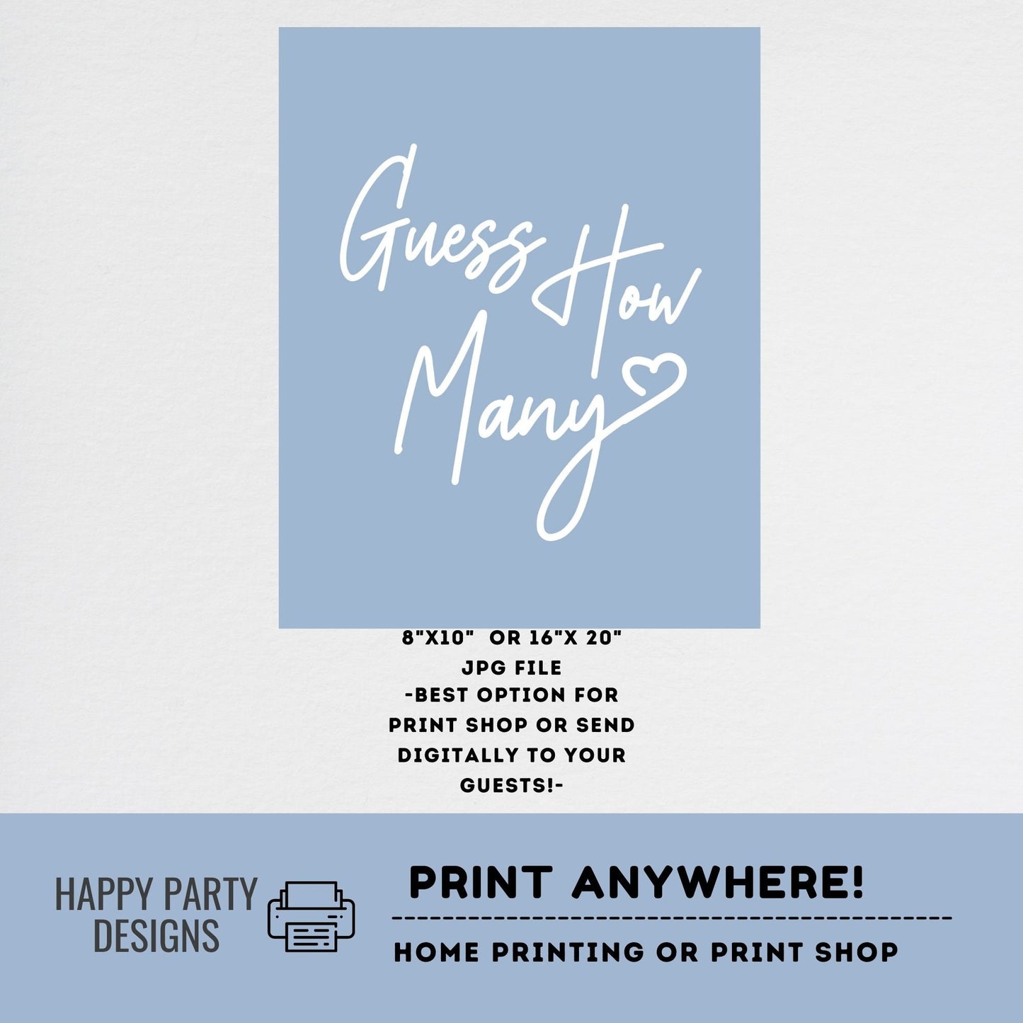 Editable guess how many Sign | bridal shower | baby shower game | baby boy | text 100% editable | minimalist shower | Printable #B44