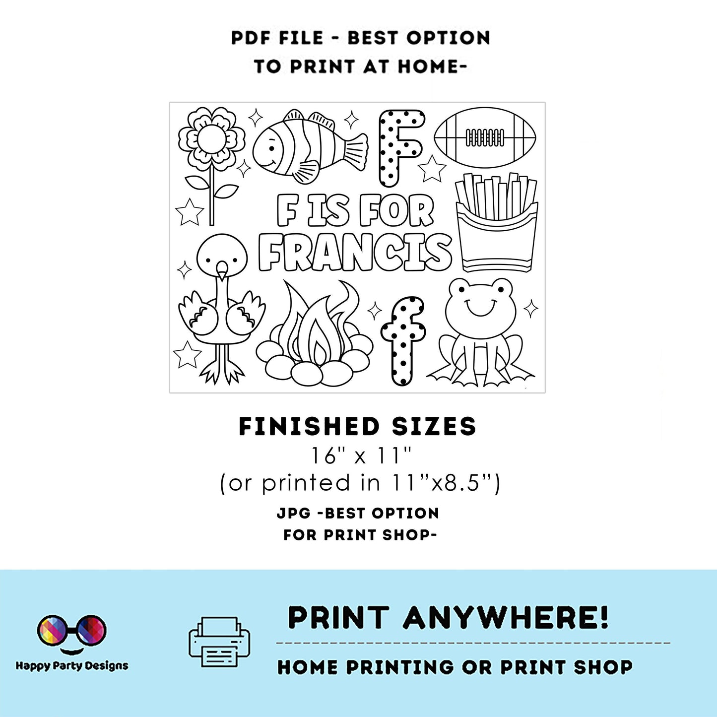 Editable name coloring page | F is for | personalized name alphabet placemat | Teacher material | Printable Preschool #SCH3