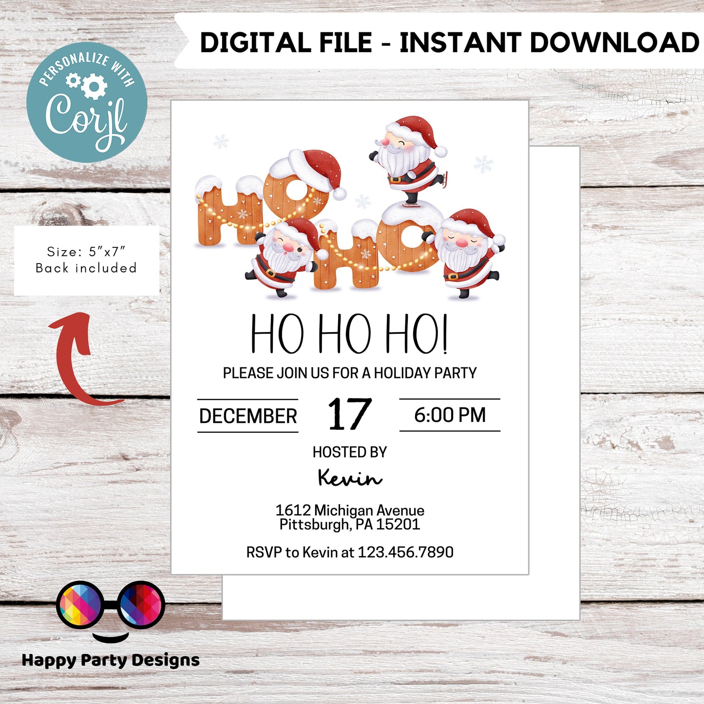 Editable Santa party Invitation | Christmas Party printable invite | Holiday Christmas Party Invitation | Christmas Dinner invite #A47