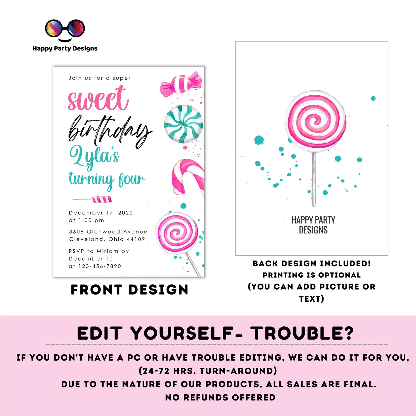 Sweet Christmas Birthday party Invitation | Christmas Birthday printable invite | Holiday Birthday Party Invitation | birthday girl #K266