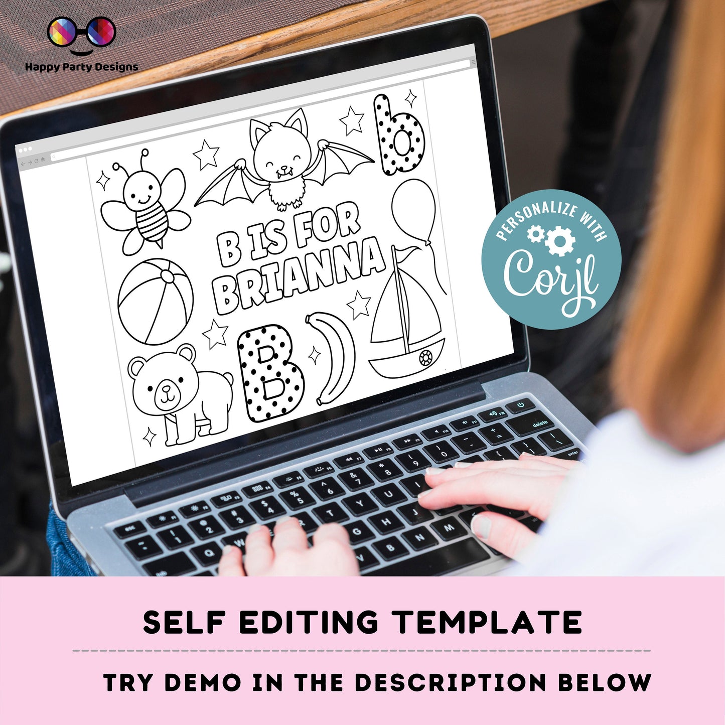 Editable name coloring page | B is for | personalized name alphabet placemat | Teacher material | Printable Preschool #SCH3