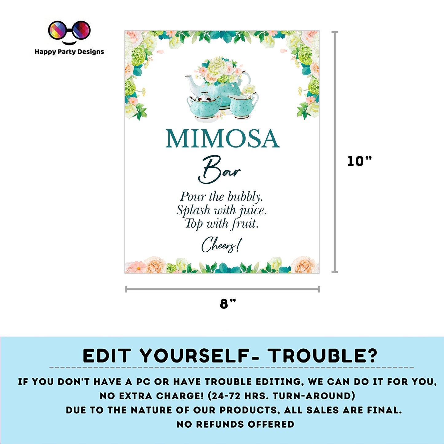 Editable Signs Bridal Shower Tea Party Template | Printable Bridal Tea Shower Welcome sign | Bridal Brunch | Party sign #W2