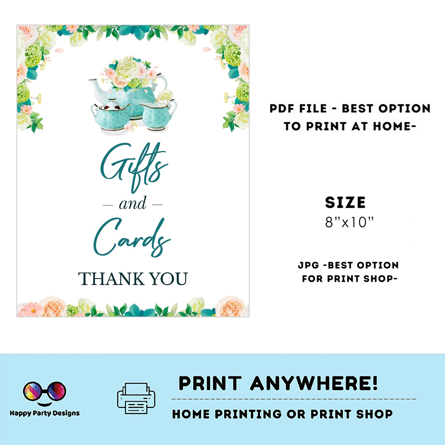 Editable Signs Bridal Shower Tea Party Template | Printable Bridal Tea Shower Welcome sign | Bridal Brunch | Party sign #W2