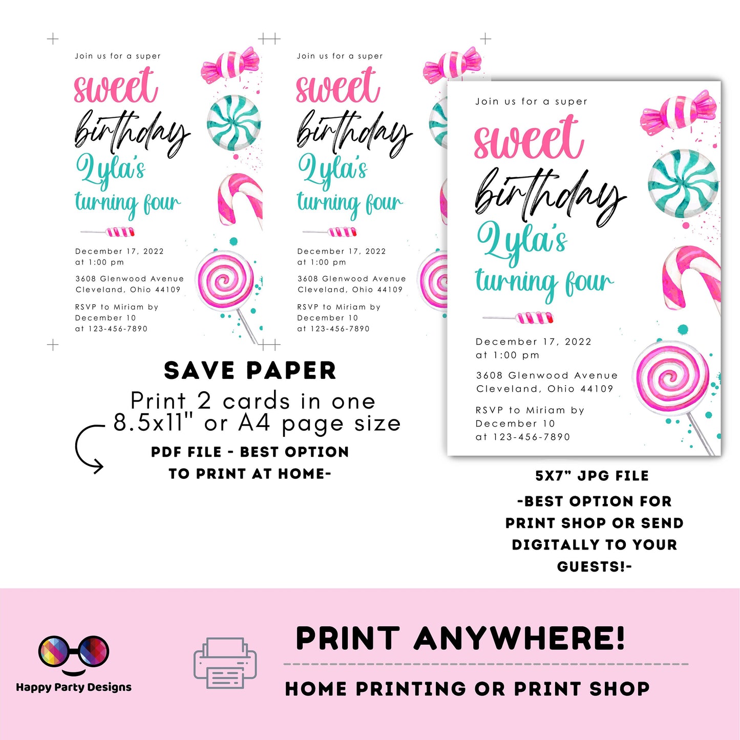 Sweet Christmas Birthday party Invitation | Christmas Birthday printable invite | Holiday Birthday Party Invitation | birthday girl #K266
