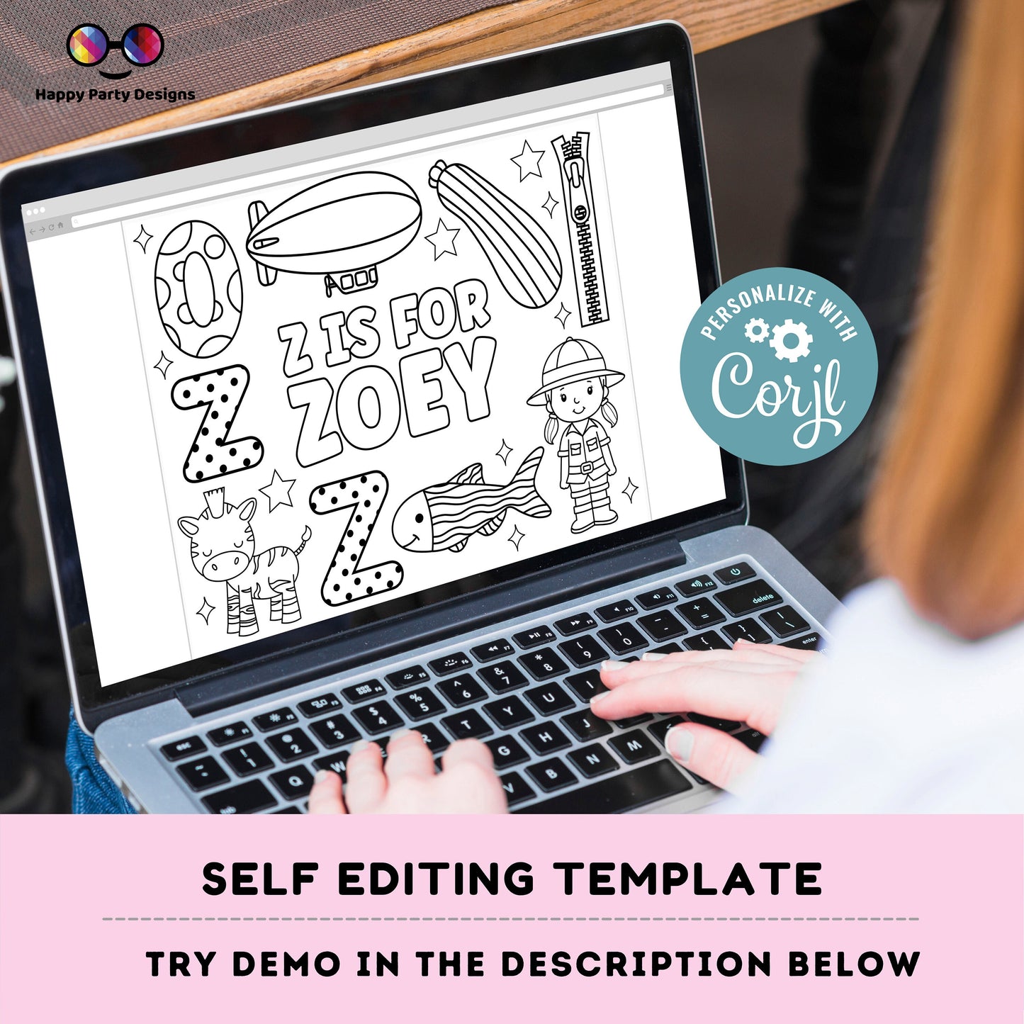 Editable name coloring page | Z is for | personalized name alphabet placemat | Teacher material | Printable Preschool #SCH3