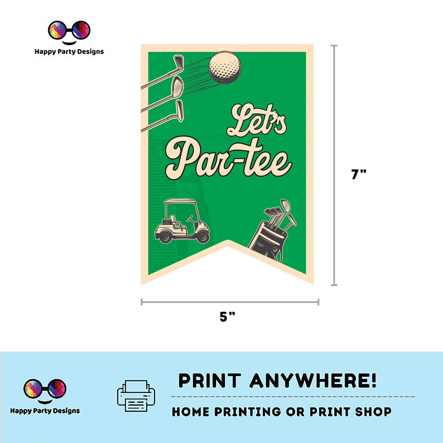 Par-tee Happy Birthday Banner | Golf party | Birthday banner | Golf birthday party | Golf party golf green Banner #K179