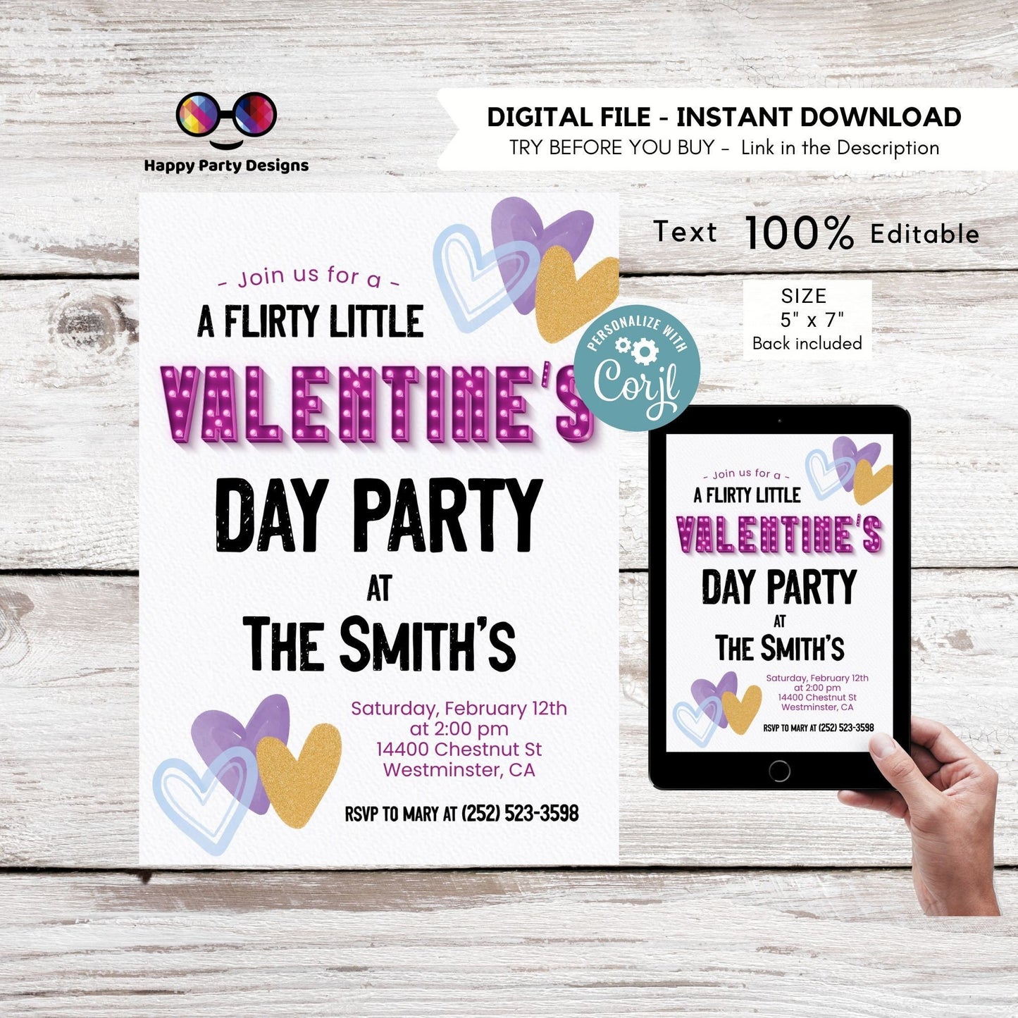 Valentines Party invitation | Valentines Party Invitation | Valentines | Printable Valentine's Invitation | Flirty Little Valentines #A60