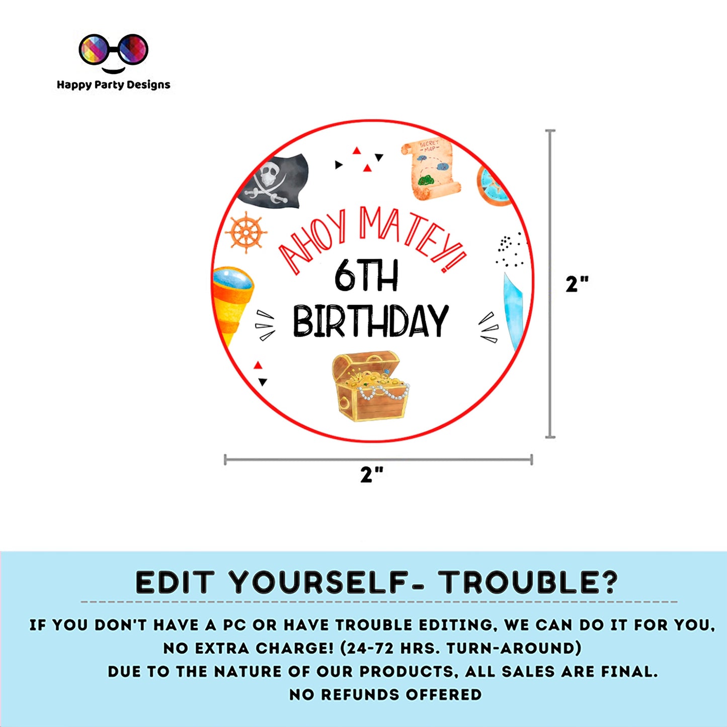 EDITABLE pirates round cupcake toppers | Pirates Party | Birthday Boy | Ahoy Birthday stickers | Pirate decoration | Printable toppers #K108