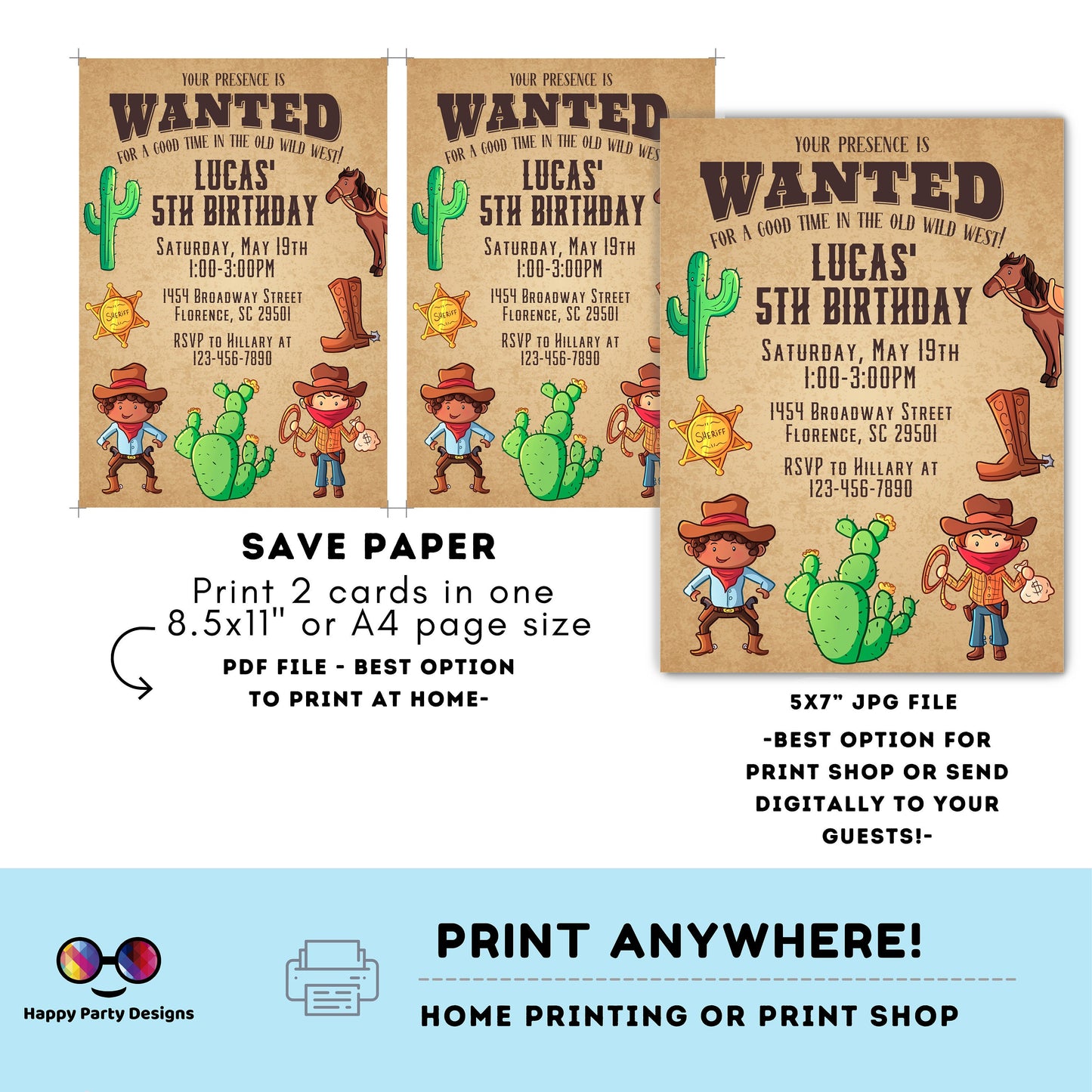 Editable Rodeo Birthday party invite | Wild West Cowboy and Cowgirl invite | Party Southwestern | Ranch Birthday Any Age #K292