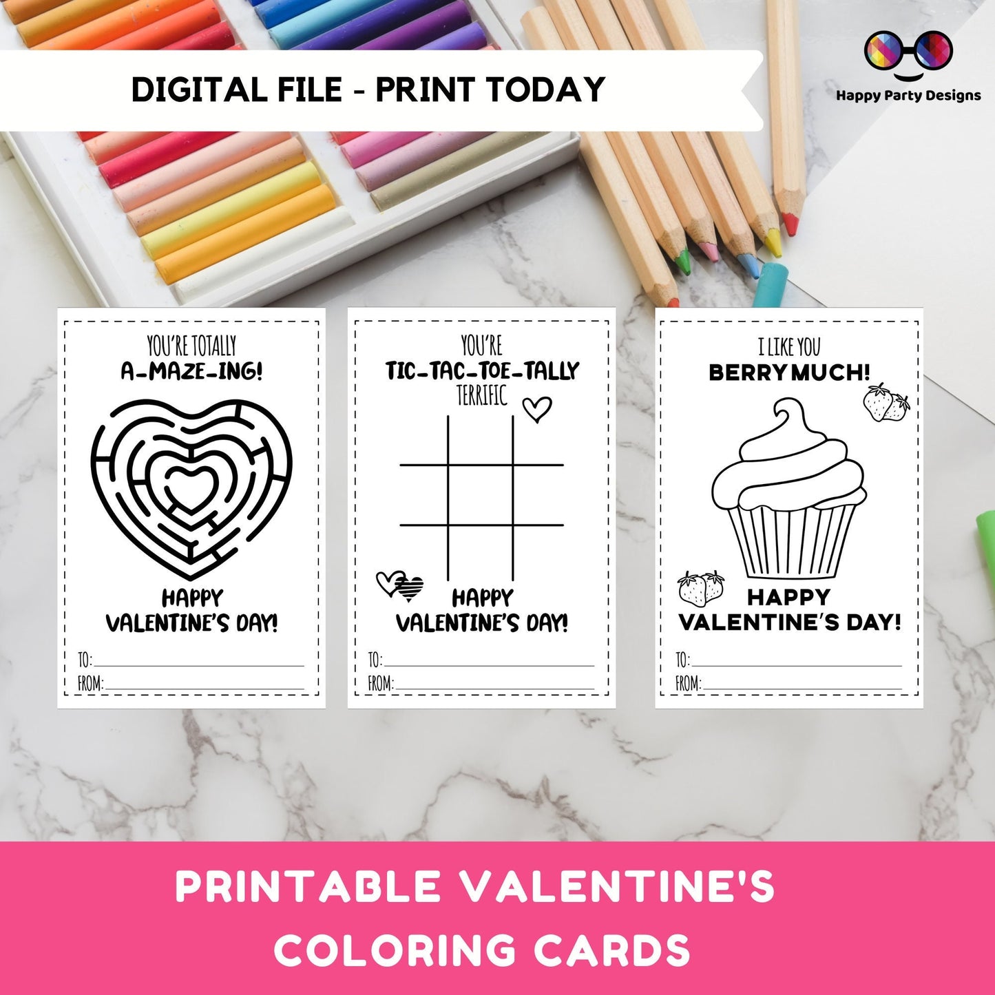 Valentines Printable Coloring Cards INSTANT DOWNLOAD Set of 4 | Valentines Coloring Activity | Valentines activity | Valentines for kids