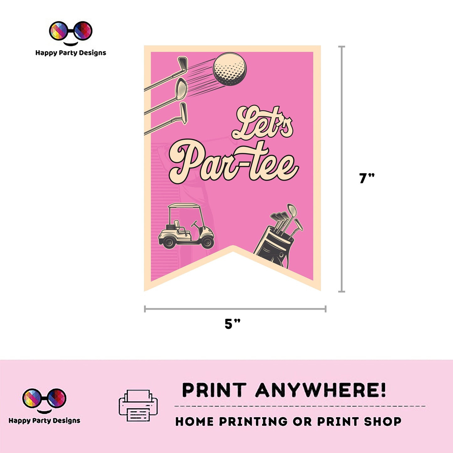 Par-tee Happy Birthday Banner | Golf party | Birthday banner | Golf birthday party | Golf party golf pink Banner #K179