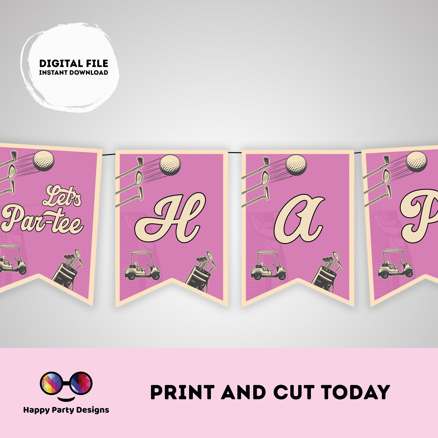 Par-tee Happy Birthday Banner | Golf party | Birthday banner | Golf birthday party | Golf party golf pink Banner #K179