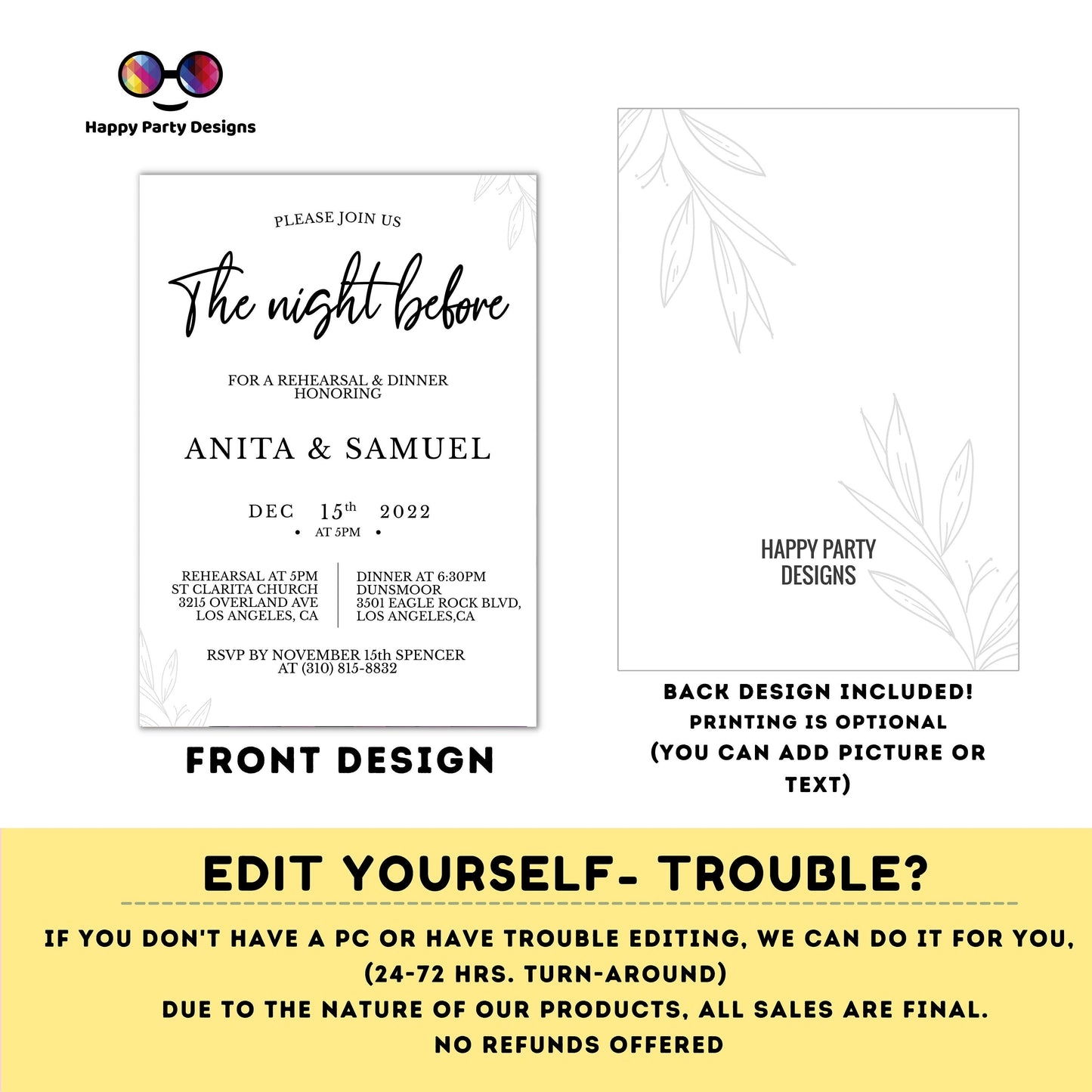 Editable Rehearsal Dinner Invitation Template |Message Wedding Rehearsal Dinner Invitation | The Night Before Invitation Evite | Bridal #W23