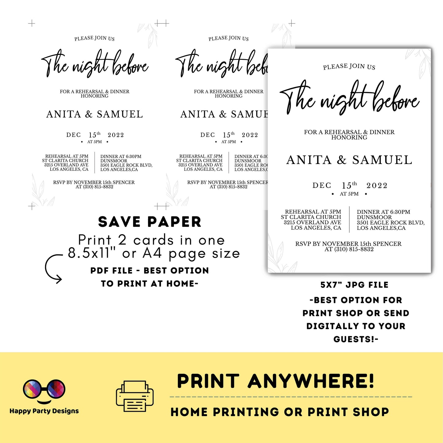 Editable Rehearsal Dinner Invitation Template |Message Wedding Rehearsal Dinner Invitation | The Night Before Invitation Evite | Bridal #W23