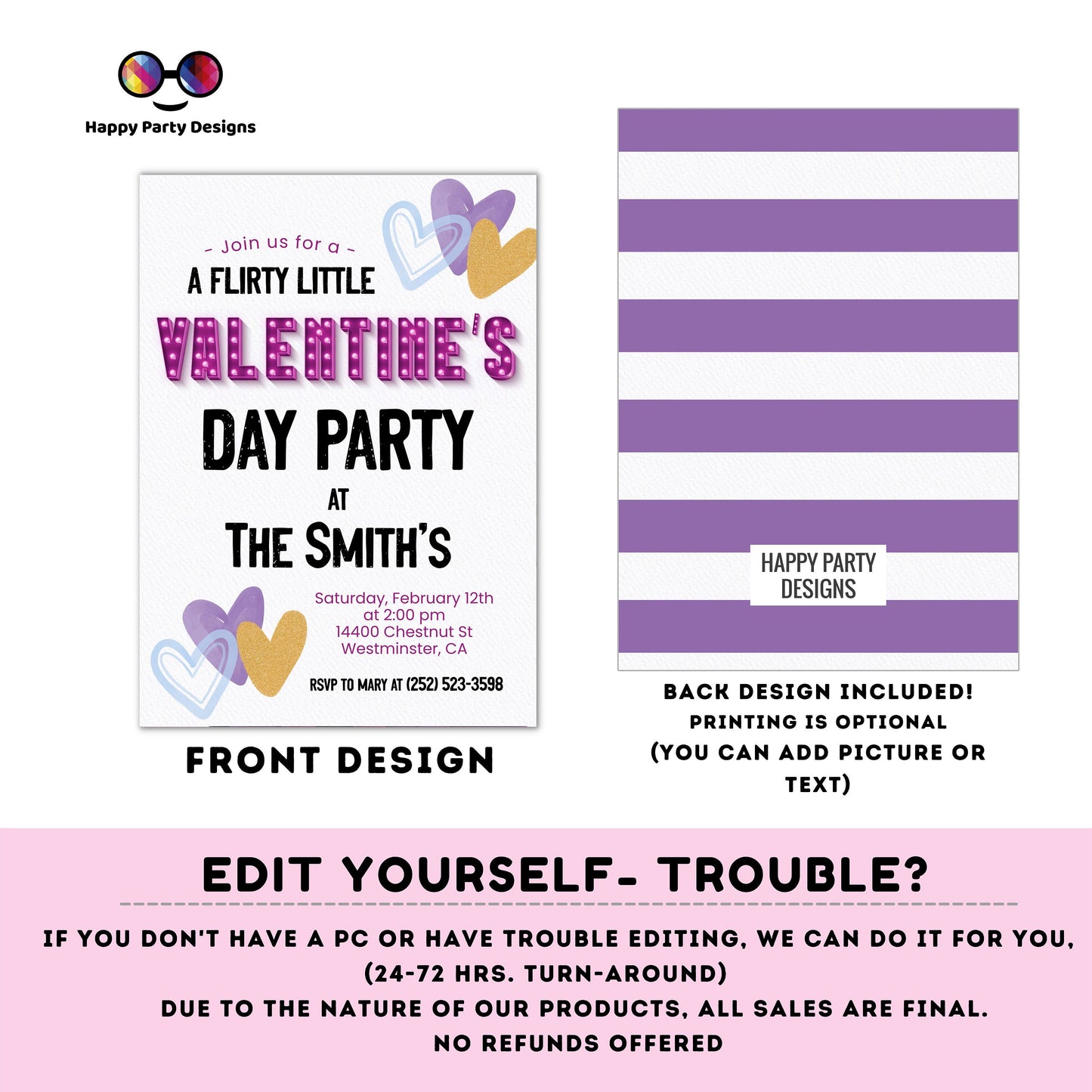 Valentines Party invitation | Valentines Party Invitation | Valentines | Printable Valentine's Invitation | Flirty Little Valentines #A60