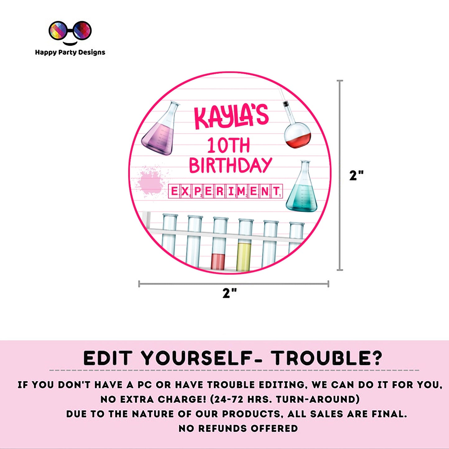 Editable Science Round cupcake toppers | science birthday | Science Birthday Party | science themed | girl Birthday Party | stickers #K124