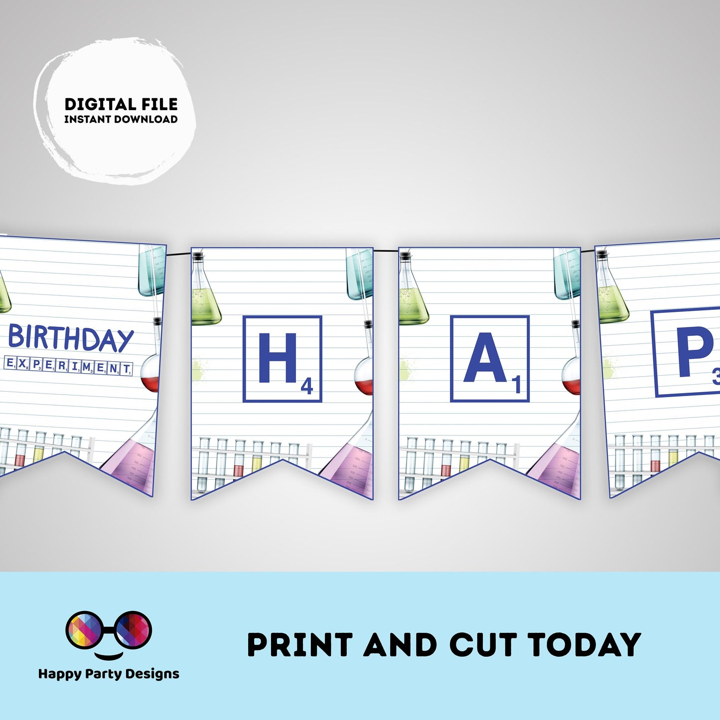 Science happy birthday banner | Experiment birthday | Science Birthday Party | science themed | Boy Birthday Party | garland #K124