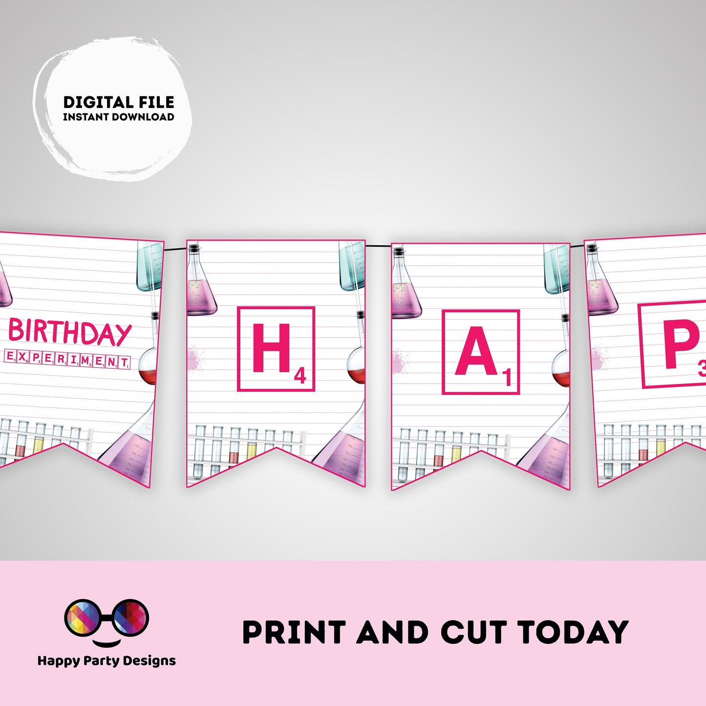 Science happy birthday banner | Experiment birthday | Science Birthday Party | science themed | girl Birthday Party | garland #K124