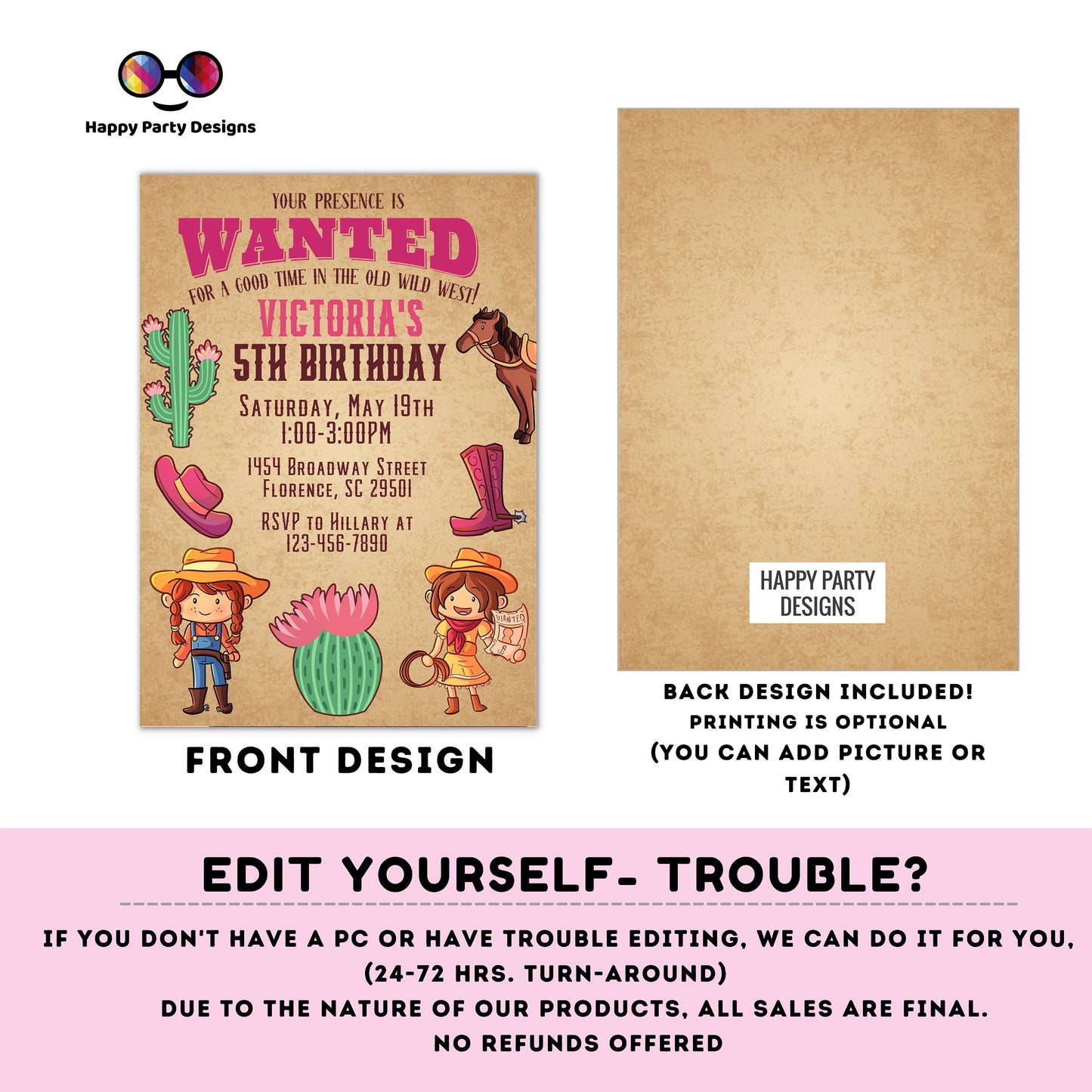 Editable Rodeo Birthday party invite | Wild West Cowgirl and Cowboy invite | Party Southwestern | Ranch Birthday Any Age #K292