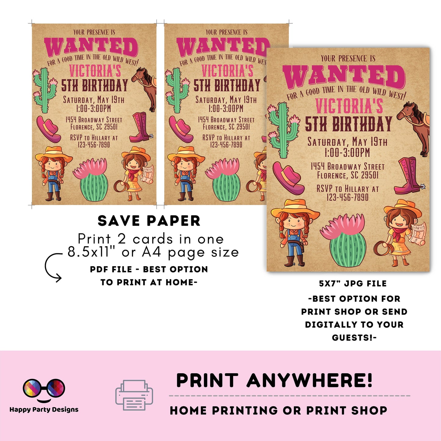 Editable Rodeo Birthday party invite | Wild West Cowgirl and Cowboy invite | Party Southwestern | Ranch Birthday Any Age #K292