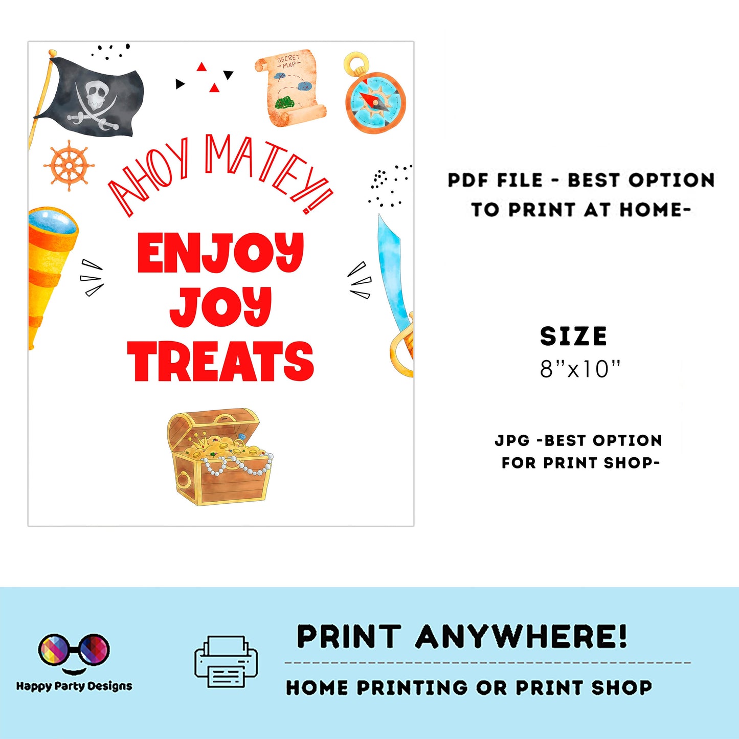 Editable Pirates Birthday Signs (3) | Pirates Party | Boy birthday Decorations | Pirate Birthday | Buffet Sign | Ahoy #K108