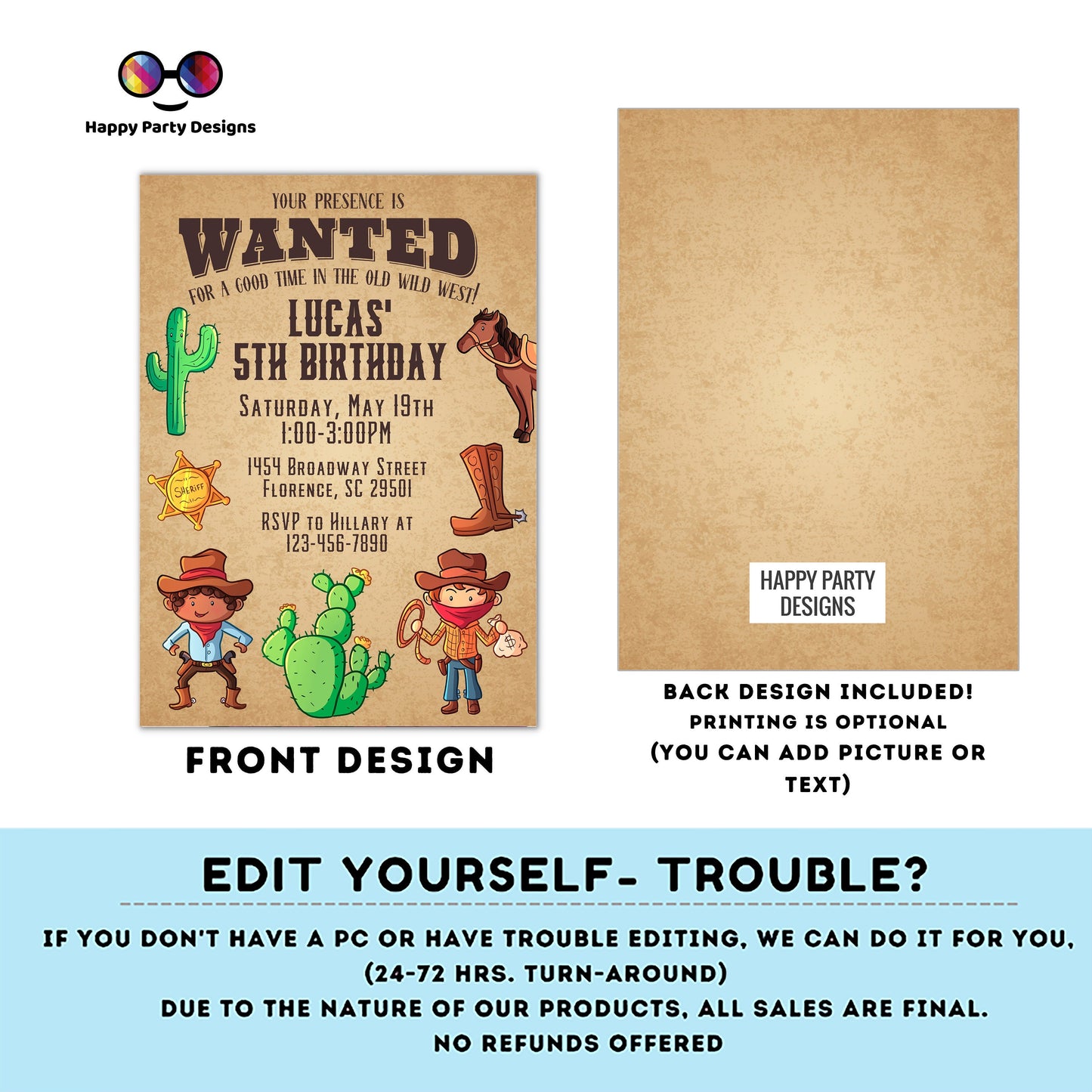 Editable Rodeo Birthday party invite | Wild West Cowboy and Cowgirl invite | Party Southwestern | Ranch Birthday Any Age #K292