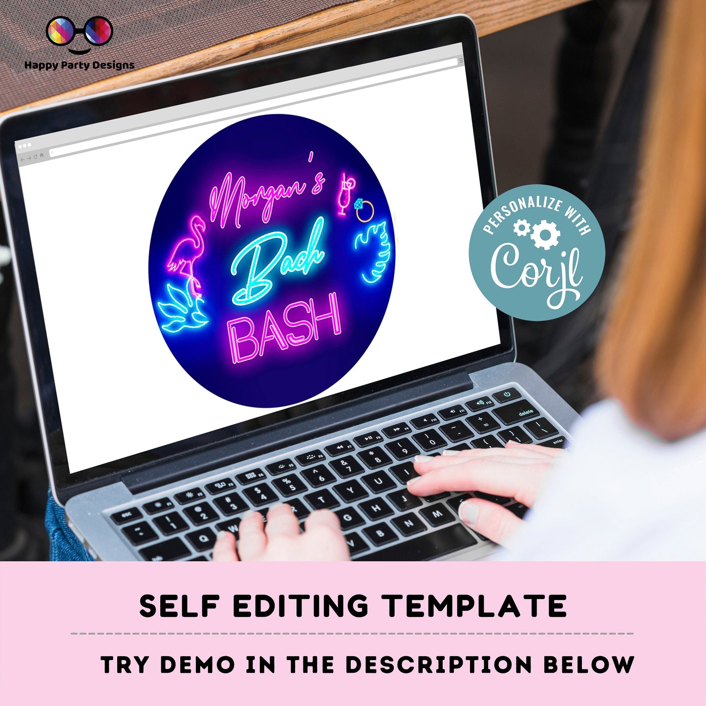 Editable Tropical Neon Bachelorette Party cupcake toppers | Bridal Party Template | Instant download | Bachelorette | Tropical neon #W5