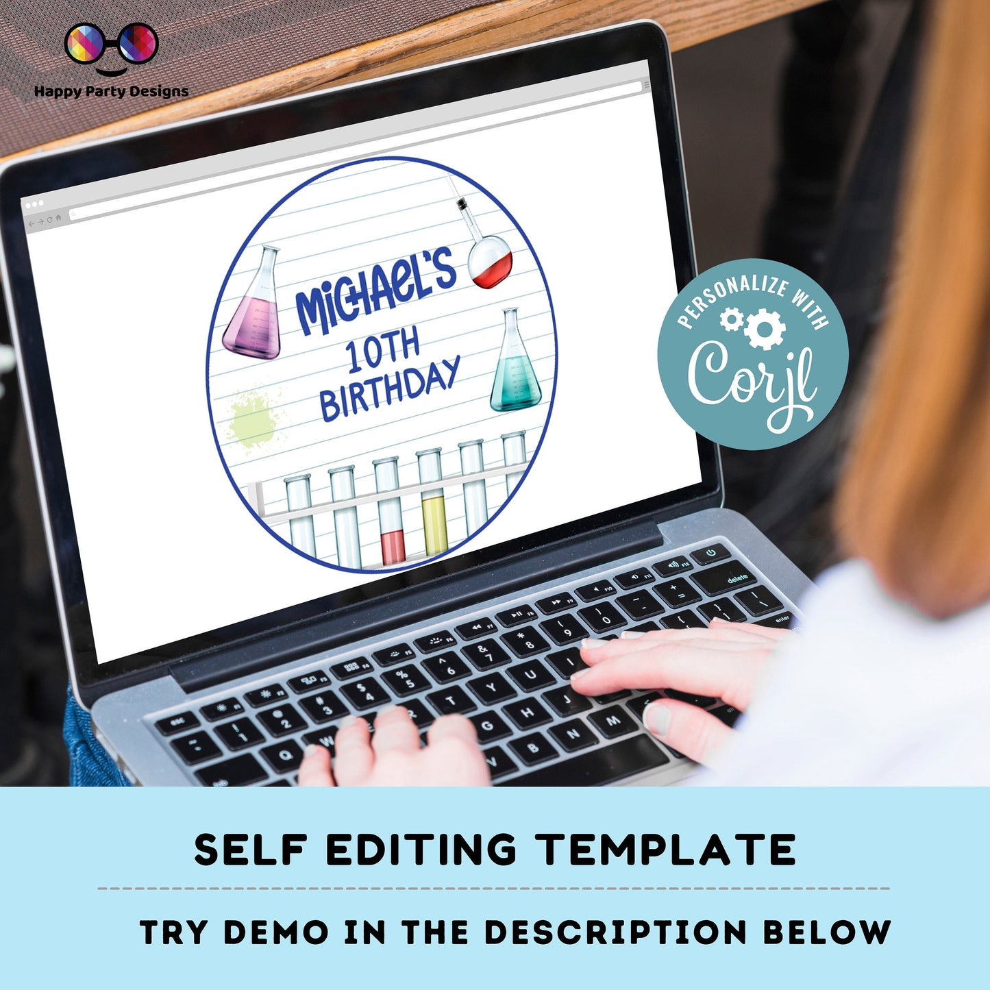 Editable Science Round cupcake toppers | science birthday | Science Birthday Party | science themed | Boy Birthday Party | stickers #K124