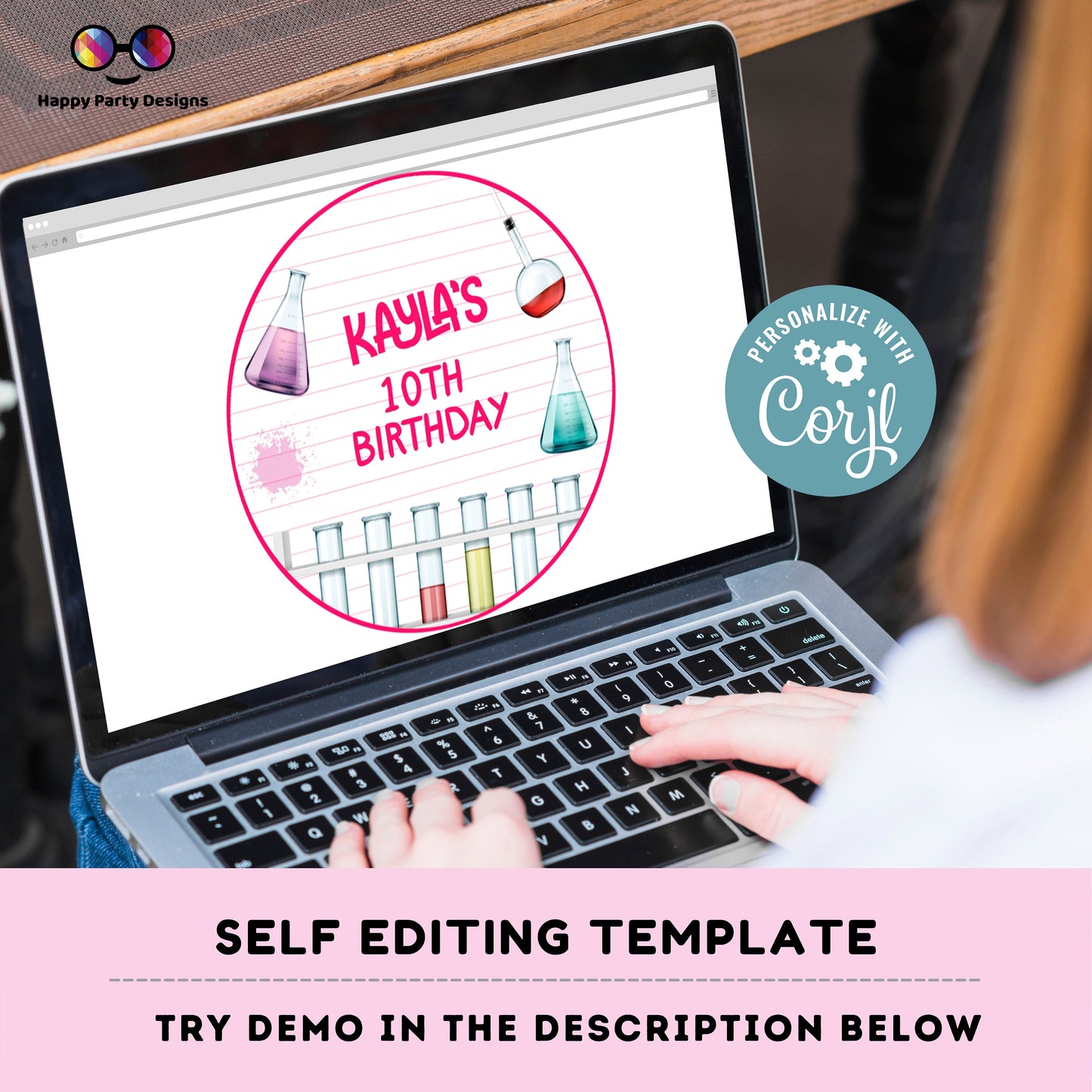 Editable Science Round cupcake toppers | science birthday | Science Birthday Party | science themed | girl Birthday Party | stickers #K124