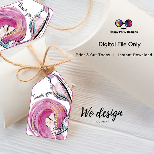 Mermaid Thank You Favor Tags | gift tag |  Birthday Party Decoration | Mermaid download | Digital | PRINTABLE | Instant download