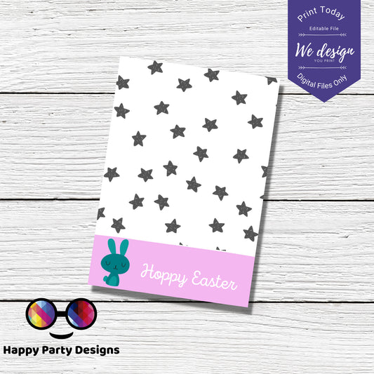 Printable Mini Cookie Card | 3.5"x5"  Hoppy Easter | Happy Easter Cookie Packaging Mini Cookies | Easter