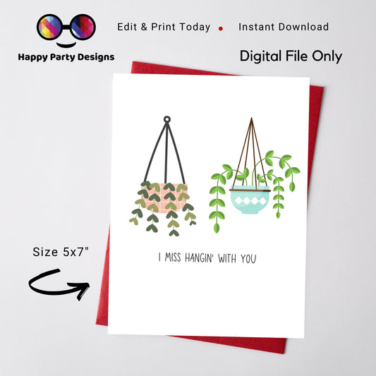 I Miss Hangin With You | greeting Card | I miss you | Instant Download | Minimal Card for Someone Special