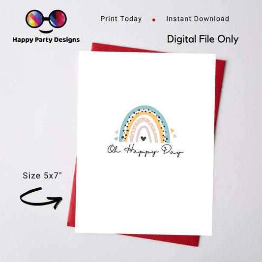 PRINTABLE Oh happy day card| Birthday Card | Greeting Card | Instant Download | Happy Birthday