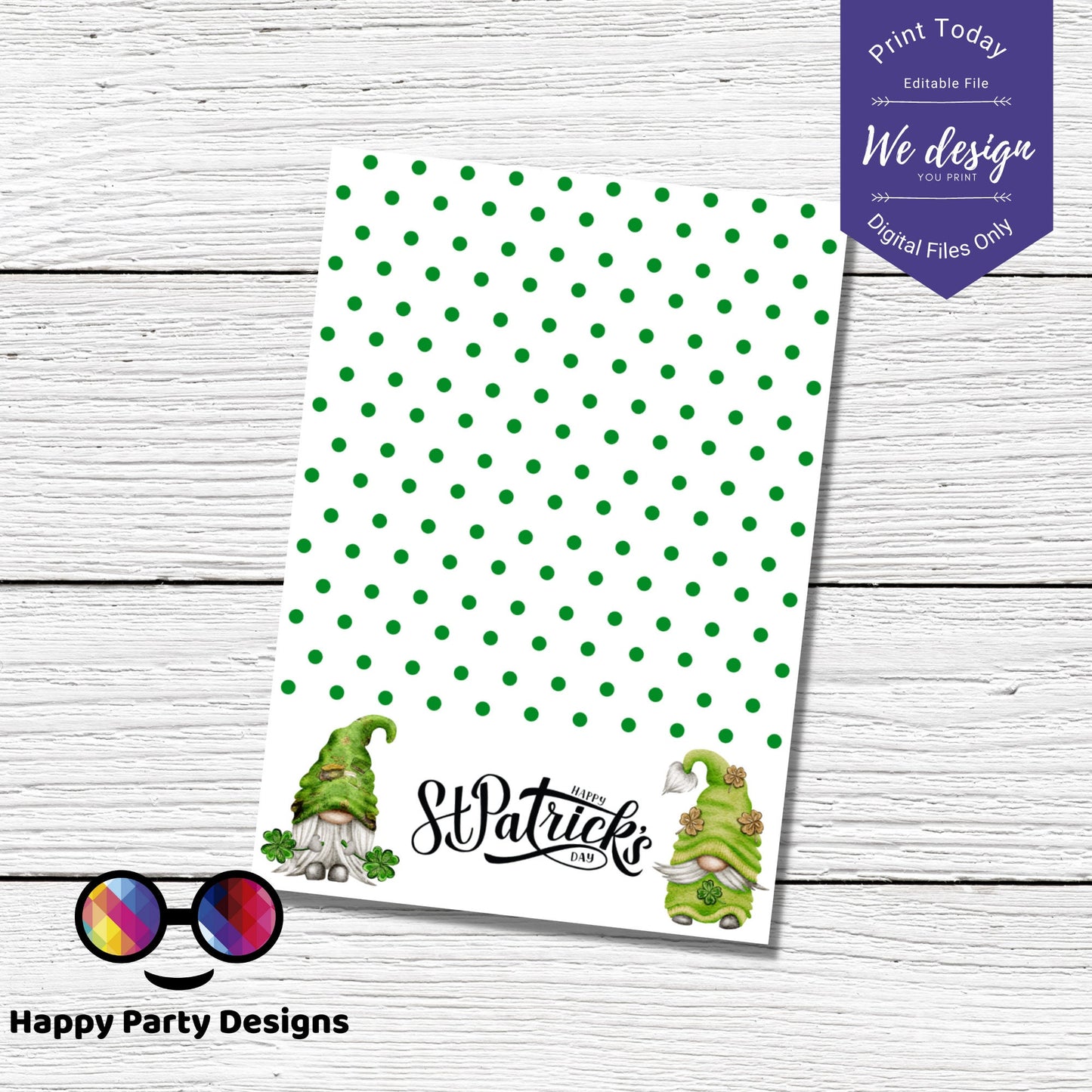 St. Patrick's Day gnomes Cookie Tag 3.5" X 5" | Happy St. Patrick's Day Tag | St Patrick's Day Printable Cookie Card  | St. Patrick's day
